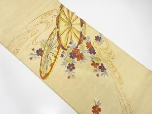 アンティーク　流水に源氏車・桜模様刺繍袋帯（材料）